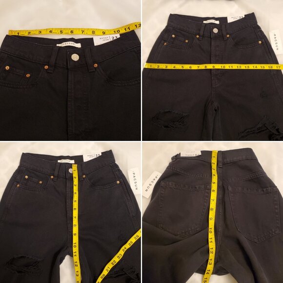 NWT PacSun Eco Black Baggy Distressed Button-Fly Wide Leg Denim Jeans - 23 - Picture 11 of 12